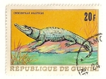 Stamps : Africa : Guinea :  Animales africanos. Cocodrilo.