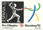 Stamps Spain -  BARCELONA´92. IIIa SERIE PRE-OLÍMPICA. ESGRIMA. EDIFIL 3025