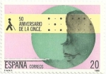 Sellos de Europa - Espa�a -  50 ANIVERSARIO DE LA ONCE. LOGO Y SIGLAS DE LA ONCE EN BRAILLE. EDIFIL 2985