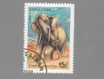 Sellos de Africa - Tanzania -  ELEFANTE