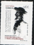 Stamps : Europe : Spain :  5025 -DISELLO. Don Quijote de perfil y negro , de Maximillano Cosatti.