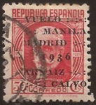 Sellos de Europa - Espa�a -  Pablo Iglesias. Sobreestamp Vuelo Manila-Madrid 1936 Arnaiz Calvo  30 cts