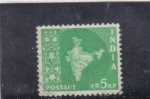 Stamps : Asia : India :  MAPA DE LA INDIA