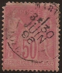 Sellos de Europa - Francia -  Paz y Mercurio  1877  50 cents