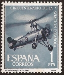 Stamps : Europe : Spain :  L Aniversario Aviación española. Autogiro "Juan de la Cierva"  1961 1 pta