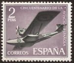 Stamps : Europe : Spain :  L Aniversario Aviación española. Hidroavión "Plus Ultra"  1961 2 ptas