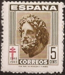 Stamps : Europe : Spain :  Pro Tuberculosos. Esculapio  1948  5 cts