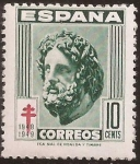 Stamps Spain -  Pro Tuberculosos. Esculapio  1948  10 cts