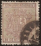 Stamps Spain -  Comunicaciones. Escudo de España  1874  10 cts