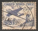 Stamps China -  Avion sobrevolando la isla de Pascua y un moai