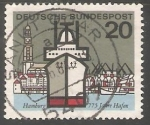 Stamps Germany -  Barco enfrente edificios