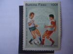 Sellos del Mundo : Africa : Burkina_Faso : Copa Mundial Fifa-de Mexico 1986-Sello de 100 Franco-África Occidental.