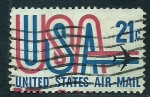 Sellos de America - Estados Unidos -  Bandera y avion