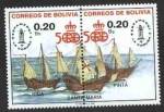 Stamps : America : Bolivia :  Espamer 87 - La coruña España. Las carabelas de Colon