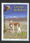 Stamps : America : Bolivia :  Fauna en vias de extincion - vicuñas y lagartos