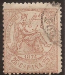 Stamps Spain -  Alegoría de la Justicia  1874  25 cts