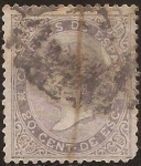 Stamps Spain -  Isabel II  1867  20 cents de escudo