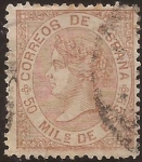 Stamps : Europe : Spain :  Isabel II  1867  50 mils de escudo