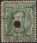 Stamps Spain -  Alfonso XII  1876  50 cents