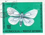 Stamps Mongolia -  Mariposa- APORIA CRATAEGI