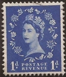 Stamps United Kingdom -  Elisasbeth II  1958   1 penique