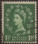 Stamps United Kingdom -  Elisasbeth II  1958  1 1/2 penique