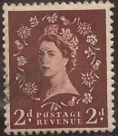 Stamps United Kingdom -  Elisasbeth II  1958   2 penique