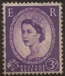Stamps : Europe : United_Kingdom :  Elisasbeth II  1958   3 penique