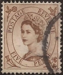Stamps United Kingdom -  Elisasbeth II  1958  5 penique