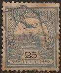 Stamps : Europe : Hungary :  Turul volando sobre la Corona de San Esteban  1900  25 filler