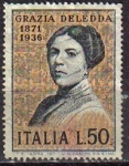 Sellos de Europa - Italia -  ITALIA 1971 Scott 1049 Sello Personajes Novelista Grazia Deledda Michel 1346 YV1083