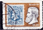 Stamps Brazil -  Día del sello- centenario D, Pedro II