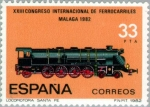 Stamps Spain -  CONGRESO INTERNACIONAL DE FERROCARRILES (Málaga) Locomotora Santa Fé