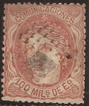 Stamps Europe - Spain -  Efigie alegórica de España  1870  100 milésimas escudo