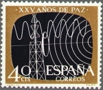 Stamps Spain -  ESPAÑA 1964 1578 Sello Nuevo XXV Años de Paz Española Telecomunicaciones