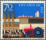 Stamps Spain -  ESPAÑA 1964 1580 Sello Nuevo XXV Años de Paz Española Agricultura
