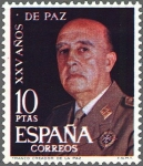 Sellos de Europa - Espa�a -  ESPAÑA 1964 1589 Sello Nuevo XXV Años de Paz Española General Franco c/señal charnela