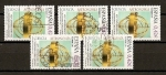 Stamps : Europe : Spain :  Ciencia./ Ficha con cinco sellos.
