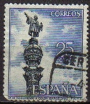 Stamps Spain -  ESPAÑA 1965 1643 Sello Serie Turistica Monumento a Colón Barcelona Usado