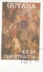 Stamps Guyana -  Pintura de Rubens-Navidad-89