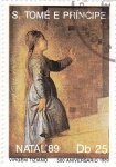 Stamps S�o Tom� and Pr�ncipe -  Navidad`89 pintura-Virgem Tiziano