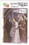 Stamps Cambodia -  pintura- El Reencuentro-Giotto
