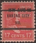 Stamps United States -  Andrew Johnson  1938  17 centavos