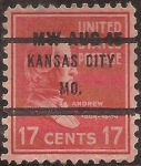 Sellos de America - Estados Unidos -  Andrew Johnson  1938  17 centavos