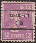 Sellos de America - Estados Unidos -  Zachary Taylor  1938  12 centavos