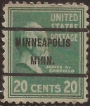 Stamps United States -  James Abram Garfield  1938  20 cntavos