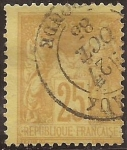 Stamps France -  Paz y Mercurio  1877  25 cents
