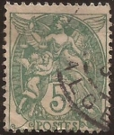 Stamps France -  La Justicia con dos Ángeles  1900  5 cents