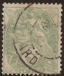 Stamps France -  La Justicia con dos Ángeles  1900  5 cents verde palido
