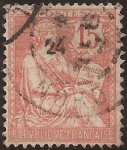 Stamps : Europe : France :  Type Mouchon  1902  15 cents